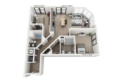 2 bedroom 2 bathroom Floor plan H at WOODBURN EXCHANGE, Ohio